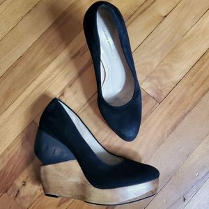 All Saints Kalman Cut Out Wedges, Suede/Wood, EU 40